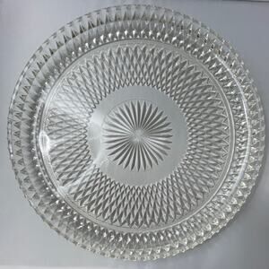 NOS Vintage Indiana Glass Diamond Point 12”‎ Hostess Plate, Serving Tray w/box